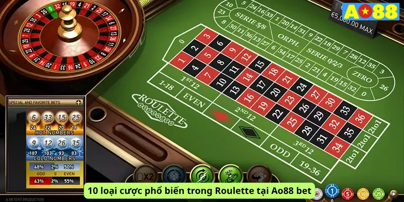 10 loại cược phổ biến trong Roulette tại Ao88 bet