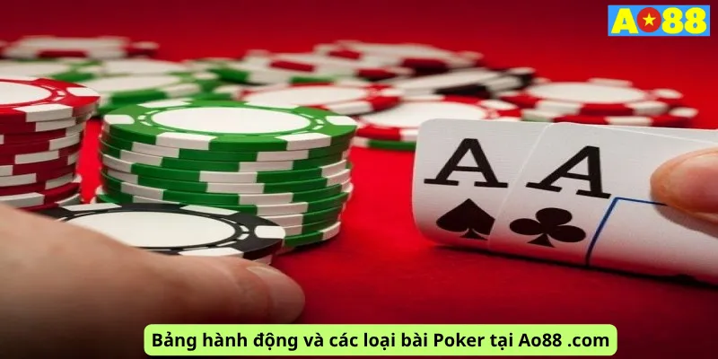 Bảng hành động và các loại bài Poker tại Ao88 .com